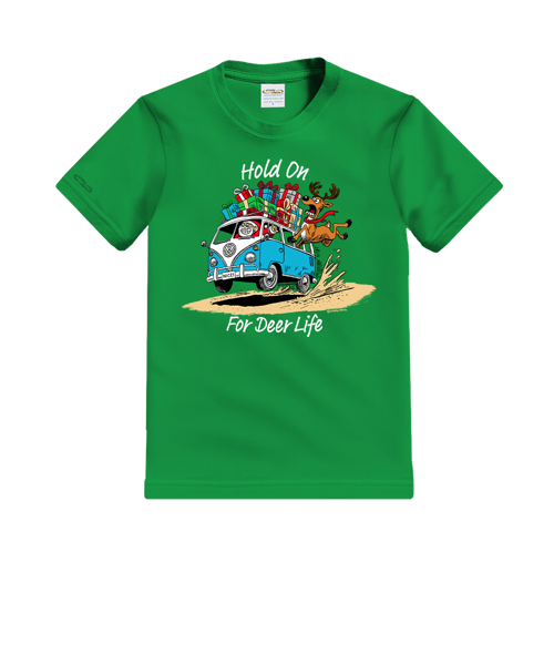 Volkswagen Hold On For Deer Life - Christmas Green Short Sleeve Crewneck T-Shirt