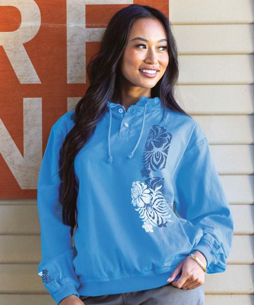 Hauoli - Blue Hawaii Dyed Long Sleeve Lightweight Pullover