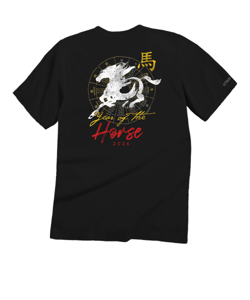 Year Of The Horse 2026 - Black Short Sleeve Crewneck T-Shirt