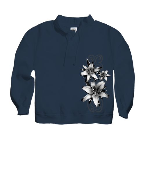 Lilies - Navy Long Sleeve Lightweight Pullover