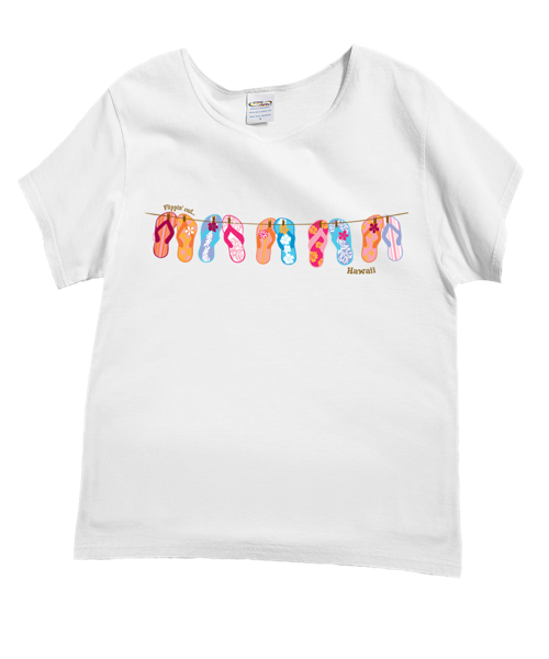 Flippin Out - White Short Sleeve Scoop Neck T-Shirt