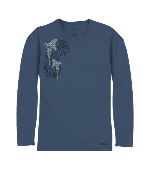 Mano A Mano Ekolu Vertical - Blue Steel Long Sleeve Pima T-Shirt