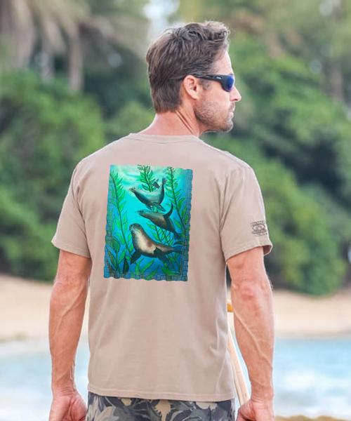 Wyland® Sea Lions - Kona Coffee Dyed Short Sleeve Crewneck T-Shirt