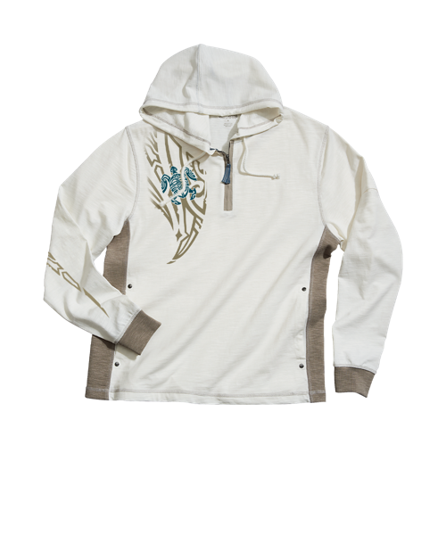 Honu Mana - Natural/Gray Long Sleeve Longboard Hooded Tee