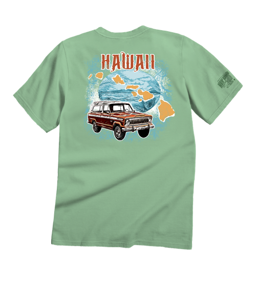 Jeep Hawaiian Islands - Key Lime Dyed Short Sleeve Crewneck T-Shirt