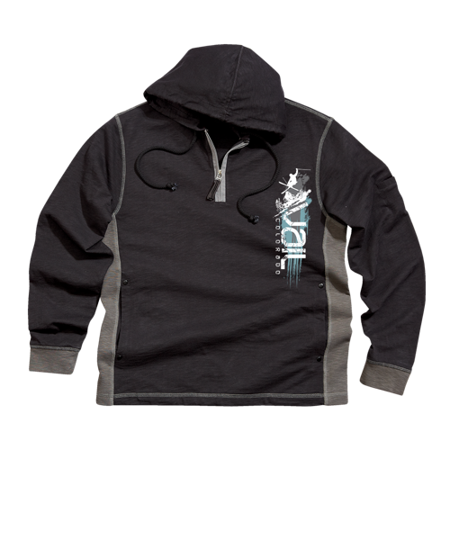 Vail Resort Ski Trail Blaze - Black/Charcoal Long Sleeve Longboard Hooded Tee