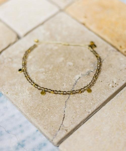 Pura Vida Smokey Quartz Gold Beaded Bracelet