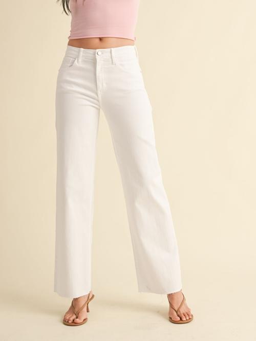 Just Black Optic White Slim Scissor Cut Palazzo