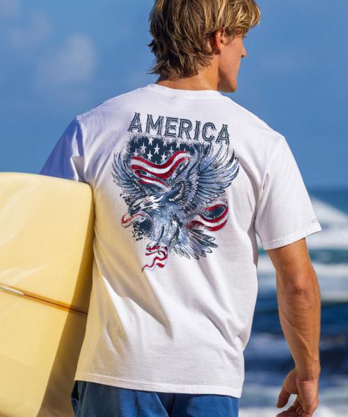 Eagle In Flight - White Short Sleeve Crewneck T-Shirt