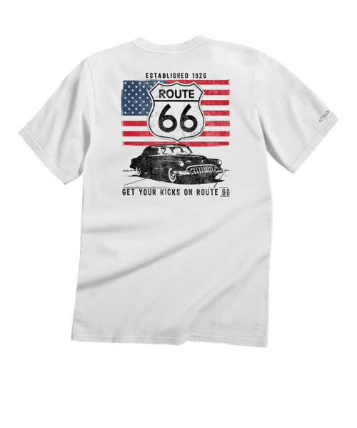Route 66 - White Short Sleeve Crewneck T-Shirt