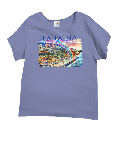Lahaina Watercolor - Lavender Dyed Short Sleeve Scoop Neck T-Shirt