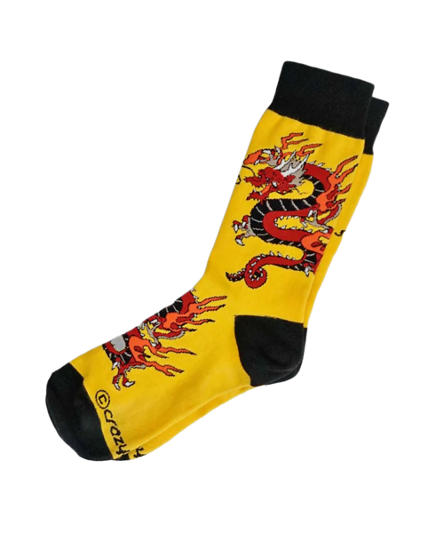 Crimson Dragon - Graphic Cotton Crew Socks