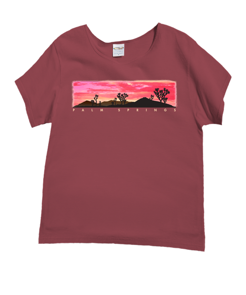 Desert Sunset - Paradise Red Dyed Short Sleeve Scoop Neck T-Shirt