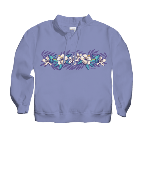 Tropical Florals - Lavender Dyed Long Sleeve Lightweight Pullover