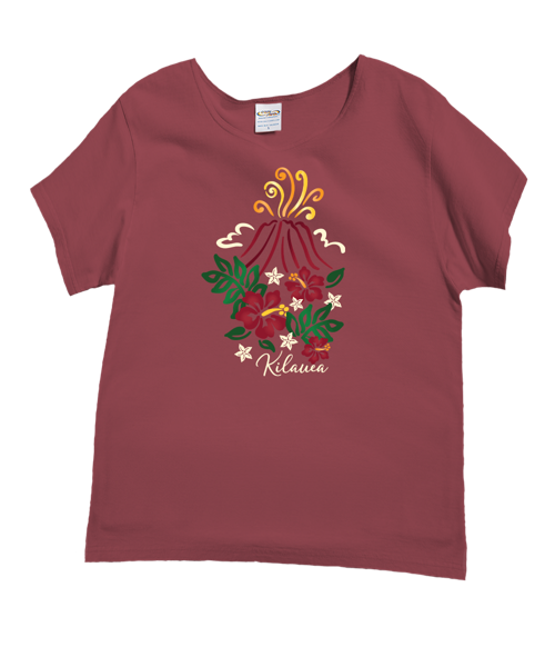 Kilauea Bloom - Paradise Red Dyed Short Sleeve Scoop Neck T-Shirt