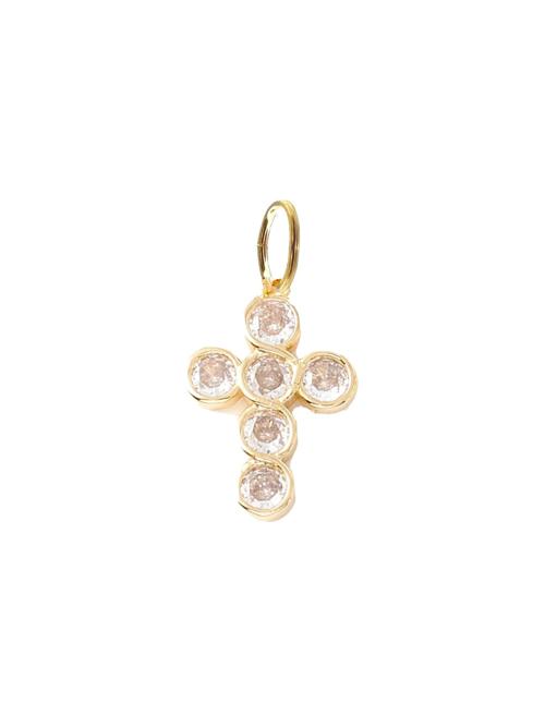 Farrah B Round Stone Cross Charm