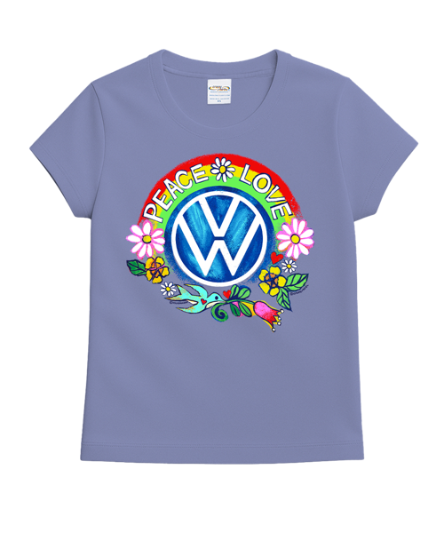 Volkswagen Peace And Love - Lavender Dyed Short Sleeve Crewneck T-Shirt