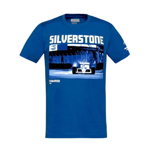Ayrton Senna F1 Silverstone Circuit Graphic T-Shirt - Blue