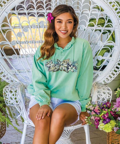 Stranded Mokihana - Key Lime Dyed Long Sleeve Lightweight Pullover