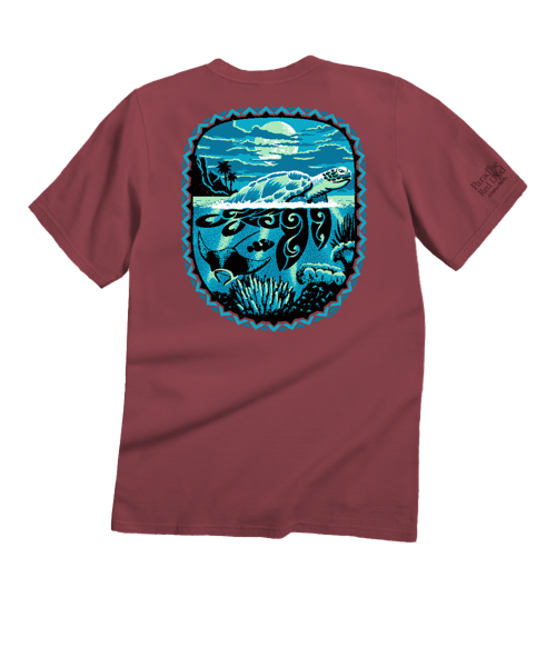 Honu Moon - Paradise Red Dyed Short Sleeve Crewneck T-Shirt