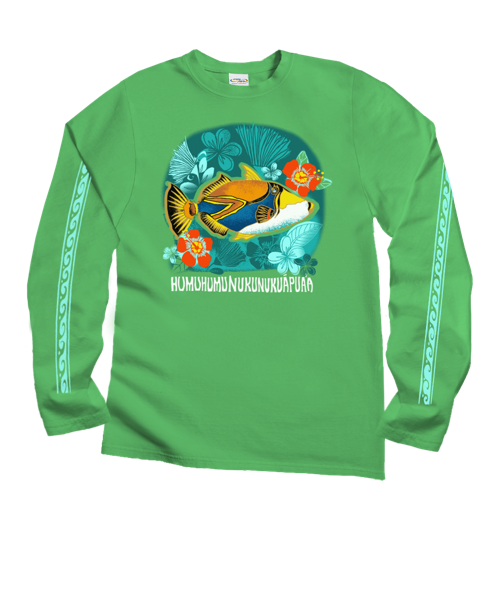 Humu Flowers - Green Apple Dyed Long Sleeve Crewneck T-Shirt