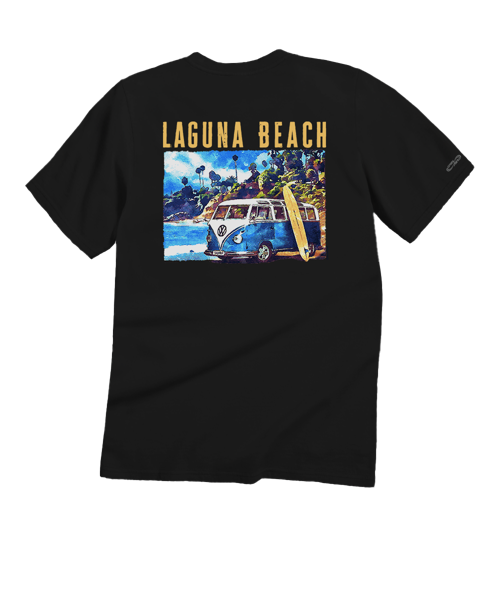 Volkswagen Laguna Beach Van - Black Short Sleeve Crewneck T-Shirt