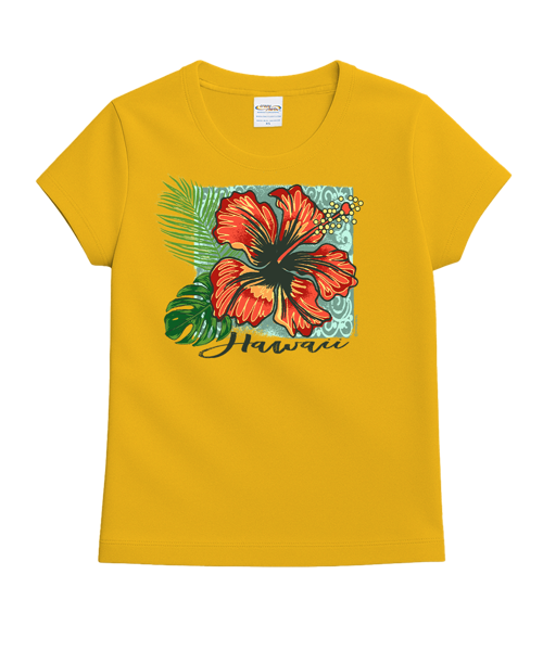 Hibiscus Tile - Pineapple Dyed Short Sleeve Crewneck T-Shirt
