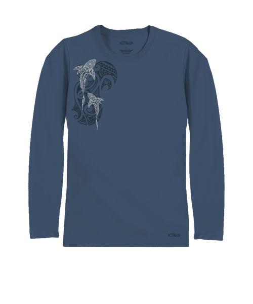 Mano A Mano Ekolu Vertical - Blue Steel Long Sleeve Pima T-Shirt