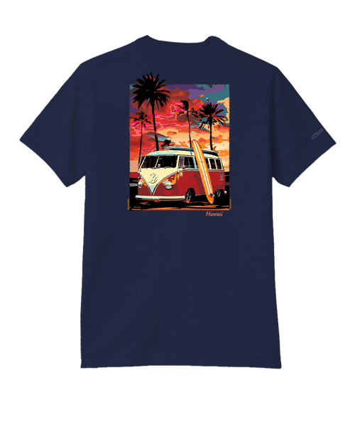 Volkswagen Van Sunset - Indigo Short Sleeve Pima T-Shirt