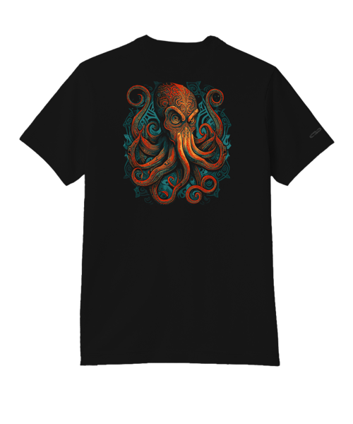 Tribal Octopus - Jet Black Short Sleeve Pima T-Shirt