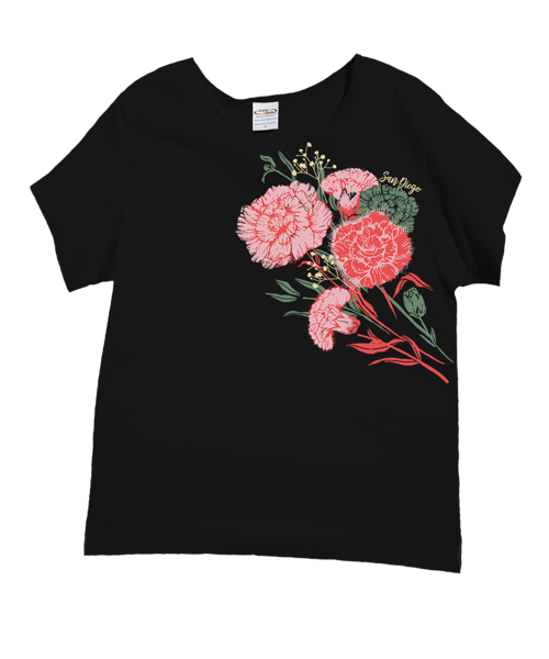 Carnation Bouquet - Black Short Sleeve Scoop Neck T-Shirt