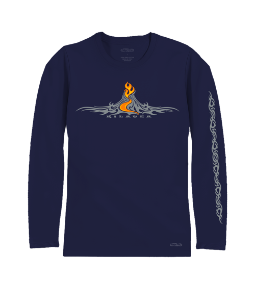Kilauea Tattoo - Indigo Long Sleeve Pima T-Shirt