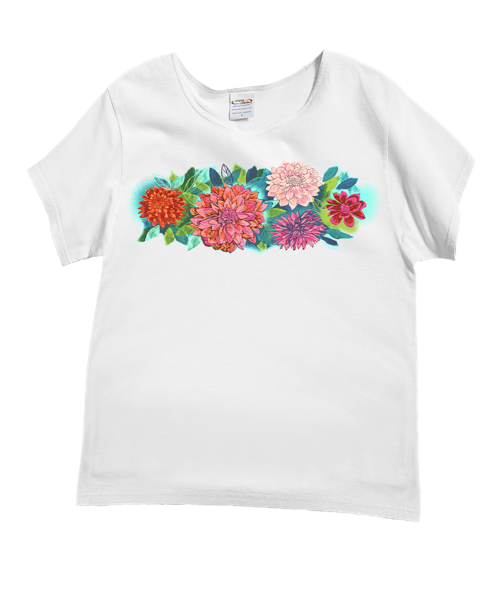 Dahlia Band - White Short Sleeve Scoop Neck T-Shirt