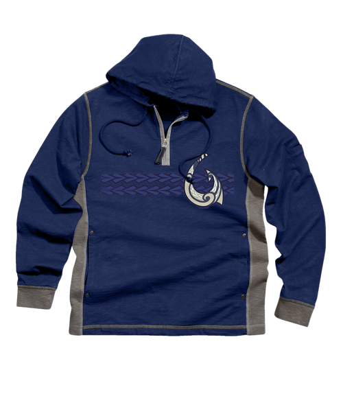 Tribal Hook Band - Midnight/Gray Long Sleeve Longboard Hooded Tee