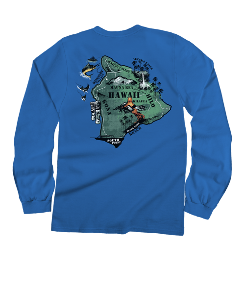 Destination Big Island - Blue Hawaii Dyed Long Sleeve Crewneck T-Shirt