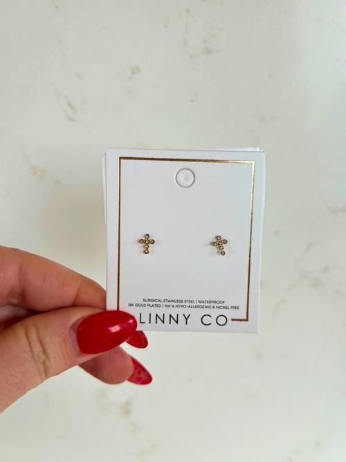 Clara Cross Screwback Stud