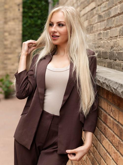 Skies Are Blue Shirred Sleeve Blazer