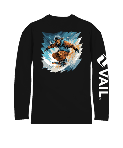 Vail Resort Shredding Powder - Jet Black Long Sleeve Pima T-Shirt