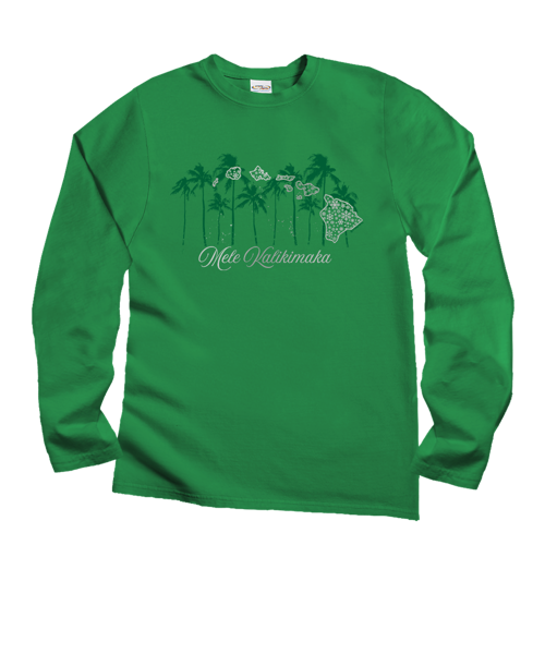 Hawaii's Way - Christmas Green Long Sleeve Crewneck T-Shirt