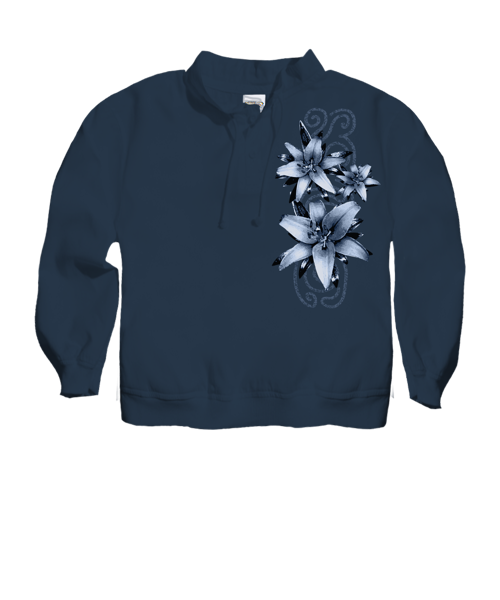 Lilies - Navy Long Sleeve Lightweight Pullover