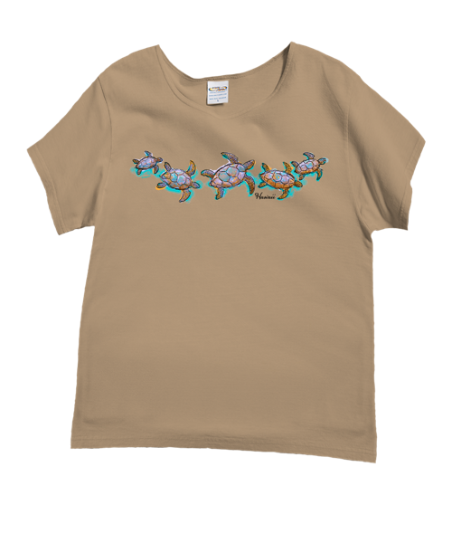 Watercolor Honu - Kona Coffee Dyed Short Sleeve Scoop Neck T-Shirt