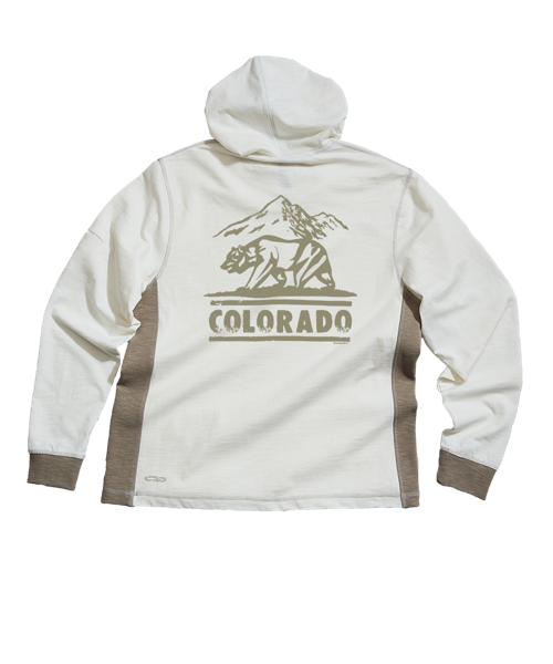 Colorado Bear Mark - Natural/Gray Long Sleeve Longboard Hooded Tee