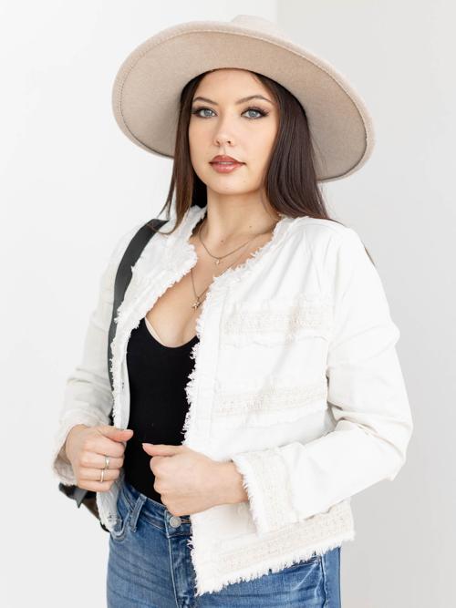 Liverpool Collarless Fray Detail Jacket