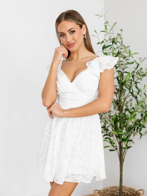 Ruffle Sleeve Retail Textured Mini Dress