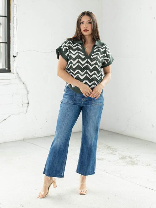 Varley Joelle Crochet Polo Top