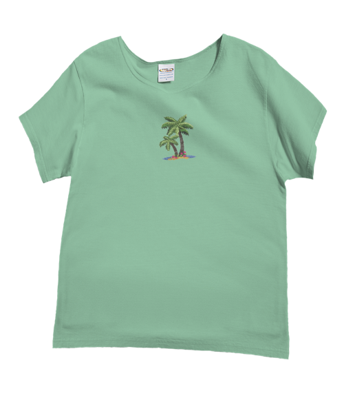 Paradise Palms - Key Lime Dyed Short Sleeve Scoop Neck T-Shirt