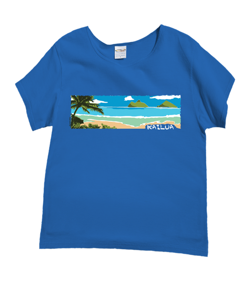 Windward Kailua - Blue Hawaii Dyed Short Sleeve Scoop Neck T-Shirt