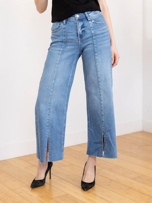 RISEN Mid Rise Crop Wide Leg Jean
