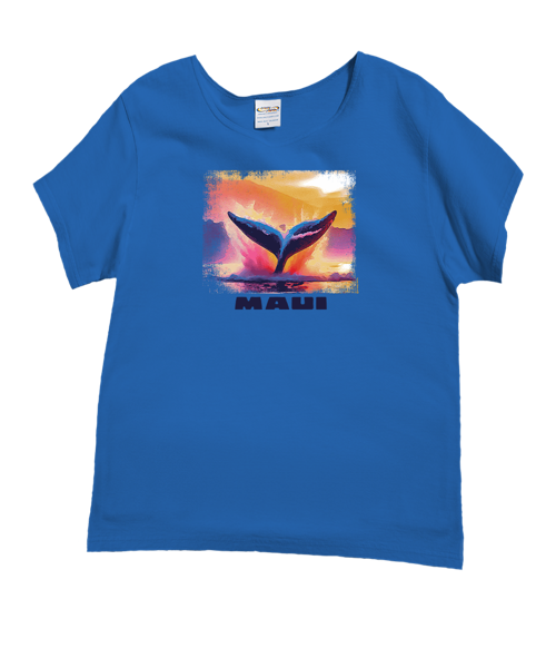Sun Splash Tail - Blue Hawaii Dyed Short Sleeve Scoop Neck T-Shirt