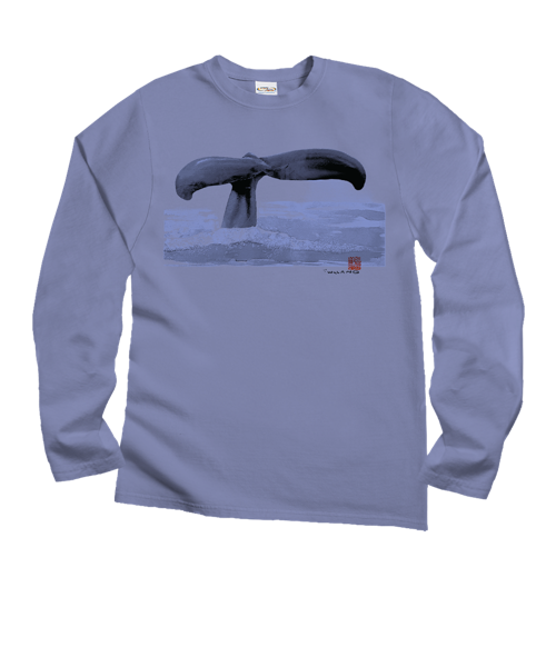 Wyland® Whale Tail Brushed - Lavender Dyed Long Sleeve Crewneck T-Shirt